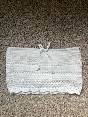 White Crochet Knit Tube Top